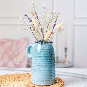 Декоративная ваза-кувшин СИЛЬВИН, керамика, серо-голубая, 17 см