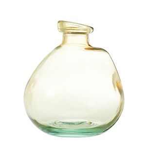 Декоративная ваза-бутыль КЛОДЕТ, стекло, жёлто-зелёная, 16 см