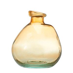 Декоративная ваза-бутыль КЛОДЕТ, стекло, оранжево-зелёная, 16 см