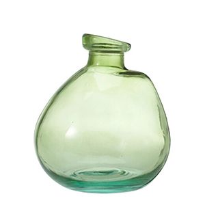 Декоративная ваза-бутыль КЛОДЕТ, стекло, зелёная, 16 см