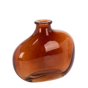 Декоративная ваза-бутыль ЛИЛО, стекло, янтарная, 10 см