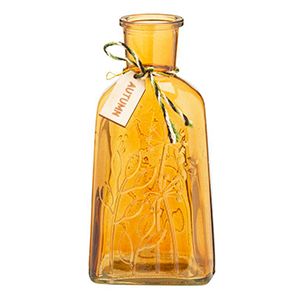 Декоративная ваза-бутыль ТЁПЛАЯ ОСЕНЬ, стекло, янтарная, 19 см