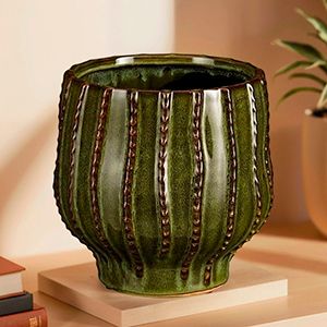 Декоративная ваза-кашпо СОРРЕНТНО, зелёная, 18х17 см
