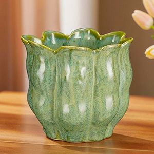 Декоративная ваза-кашпо ПИАНТА, зелёная, 17х15 см