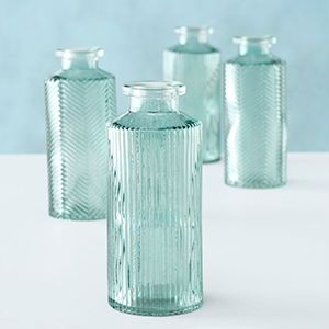 Набор декоративных ваз-бутылей ФОДЕРАТО, стекло, серо-голубой, 14 см, 4 шт.