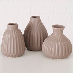 Набор декоративных ваз АЛЬБАРИКО, керамика, тауп, 12 см, 3 шт.