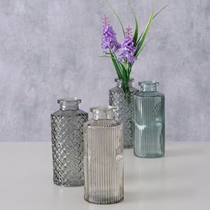 Набор декоративных ваз-бутылей ФОДЕРАТО, стекло, дымчатый, 14 см, 4 шт.