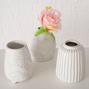 Набор декоративных ваз АРПИНО, керамика, молочный, 11 см, 3 шт.