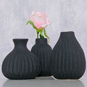 Набор декоративных ваз АЛЬБАРИКО, керамика, антрацит, 12 см, 3 шт.