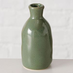 Декоративная ваза-бутыль КОЛЛЕФЕРО, керамика, зелёная, 8 см