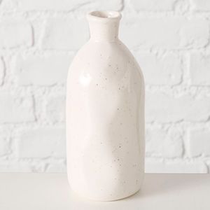 Декоративная ваза-бутыль КОЛЛЕФЕРО, керамика, белая, 15 см