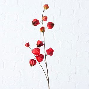 Искусственная ветка КРАСНЫЙ ФИЗАЛИС, пластик, 90 см