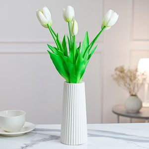 Букет искусственных цветов БЕЛЫЕ ТЮЛЬПАНЫ, силикон, 13 см, 5 шт.
