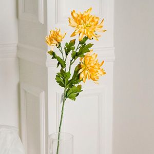 Искусственный цветок ЖЁЛТАЯ ХРИЗАНТЕМА, текстиль, 73 см