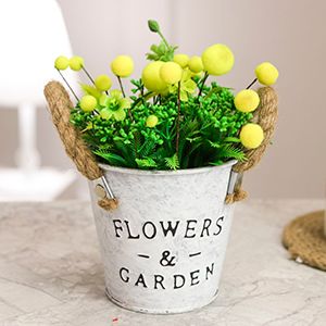 Искусственный цветок в горшке ОБРАЗ МИМОЗЫ с полевыми растениями, 19 см