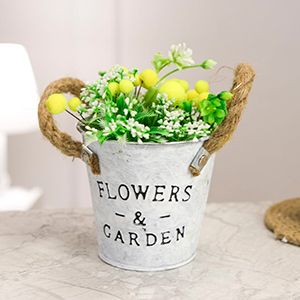 Искусственный цветок в горшке ОБРАЗ МИМОЗЫ с полевыми цветочками, 19 см