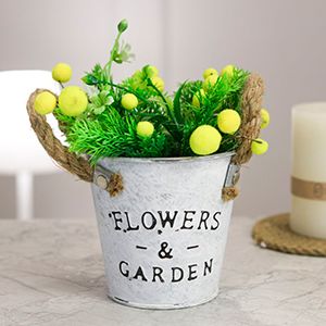 Искусственный цветок в горшке ОБРАЗ МИМОЗЫ с можжевеловыми веточками, 19 см