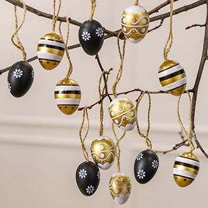 Набор декоративных яиц ПАСХАЛЬНЫЙ СТИЛЬ, пластик, 4 см, 12 шт.