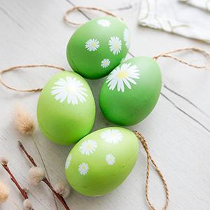 Набор подвесных пасхальных украшений МАРГАРИТКИ, натуральная скорлупа, 6 см, 4 шт.