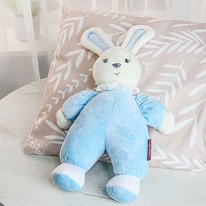 Зайчик-погремушка Малыш голубой, 24 см