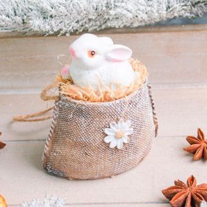 Елочная игрушка КРОЛЬЧОНОК В СУМОЧКЕ, полистоун, 9 см