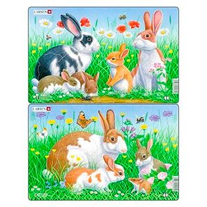 Пазл для малышей Крольчиха и крольчата, 8 элементов, 28*18 см, Larsen