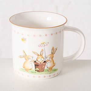 Кружка ЗАЙКИ: ТРОЙНЯШКИ ПОД РОМАШКОЙ, фарфор, 370 мл