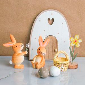 Набор декоративных фигур ПАСХА НА ПОЛЯНКЕ, дерево, пластик, металл, 25х17 см