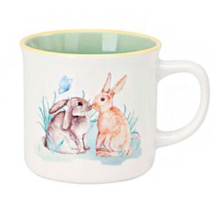 Фарфоровая кружка КРОЛИКИ И МОТЫЛЁК, 300 мл