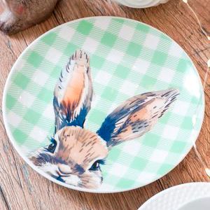 Декоративная тарелка ЛЮБОПЫТНЫЙ КРОЛИК, полипропилен, зелёная, 19 см