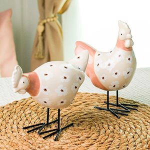 Набор декоративных фигур ПЕТУХ МАРГОТ И КУРОЧКА МАРДЖ, керамика, 15 см, 2 шт.