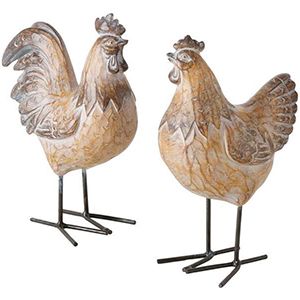 Набор декоративных фигур КУРОЧКА И ПЕТУШОК ХЕННИ, полистоун, 19 см, 2 шт.