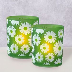 Набор декоративных подсвечников МАРГАРИТКИ: ПОЛЕ, стекло, 9-11 см, 2 шт.