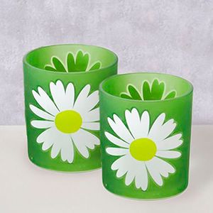 Набор декоративных подсвечников МАРГАРИТКИ: ЛУГ, стекло, 9-11 см, 2 шт.