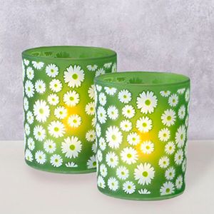 Набор декоративных подсвечников МАРГАРИТКИ: ПОЛЯНА, стекло, 9-11 см, 2 шт.