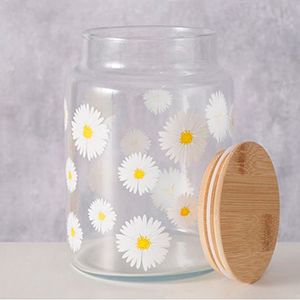 Ёмкость для хранения РОМАШКИ, стекло, силикон, 14 см