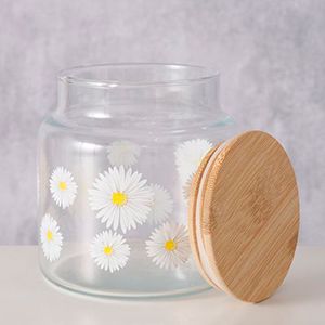 Ёмкость для хранения РОМАШКИ, стекло, силикон, 11 см