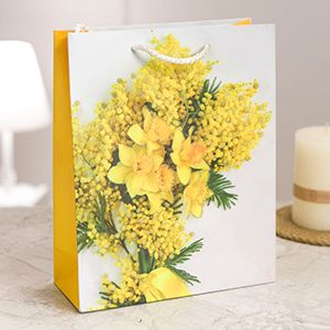 Подарочный пакет СОЛНЕЧНЫЙ БУКЕТ, бумага, 25х20 см