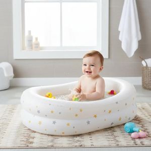 Детская надувная ванночка Интекс Звездная (Intex Starry Baby), с насосом, 89х66х25 см
