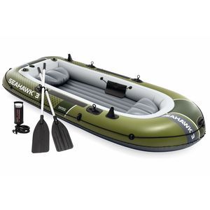 Надувная лодка Интекс (Intex) трёхместная Сихок с насосом и веслами (Seahawk 3 Set), 295х137х43 см