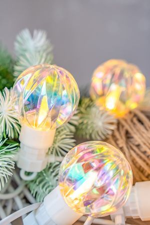 Светодиодная гирлянда из лампочек РАДУЖНЫЕ ШАРИКИ,  20 тёплых белых LED-огней, 10 м, коннектор, белый провод, уличная, 