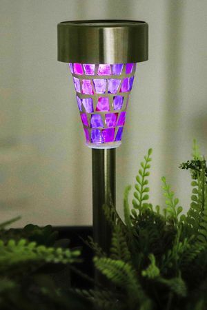 Садовый светильник Solar БИЗАЦЦА на солнечной батарее, холодные белые LED-огни, фиолетовый, 28 см, 