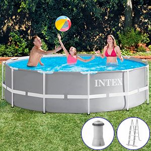 Бассейн каркасный Призм Фрейм (Prism Frame Pool), 305 х 99 см + фильтр-насос + лестница, уцененный, Интекс (Intex)