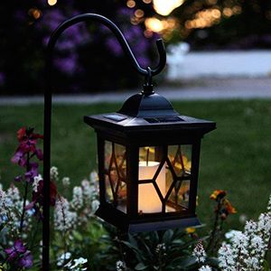 Садовый фонарик MAGIC GARDEN на штыре, чёрный, металл, LED-свеча, солнечная батарея, 50х14.5 см, Star Traiding