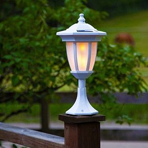 Садовый светильник BUENA VILLA четыре в одном, белый, 25 жёлтых LED-огней с эффектом живого пламени, солнечная батарея, 63х15.5 см, Star Traiding