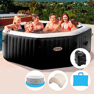 Надувное джакузи Intex PureSpa Deluxe с аэро и гидромассажем и хлоргенератором, 218х71 см