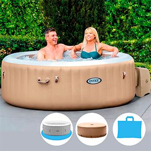 Надувное джакузи Intex PureSpa Bubble Therapy+Hard Water System с теплосберегающим тентом, 196х71 см