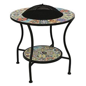 Садовый стол с чашей для костра АНДАЛУСИЯ, металл, мозаика, 58x54 см