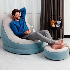 Надувное кресло Comfort Cruiser Inflate-A-Chair, голубой, 121х100х86 см, с пуфиком 54х54х26 см, BestWay