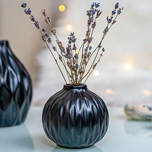Керамическая ваза ЗАЛИНА, чёрная, 9х10 см